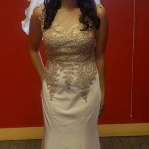 A dress fit for a wedding or prom.